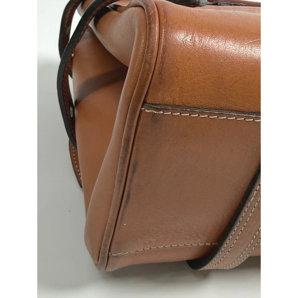 Luella Bartley Gisele Tan Leather Satchel Heart Charms Handle Bag Y2K Vtg Purse